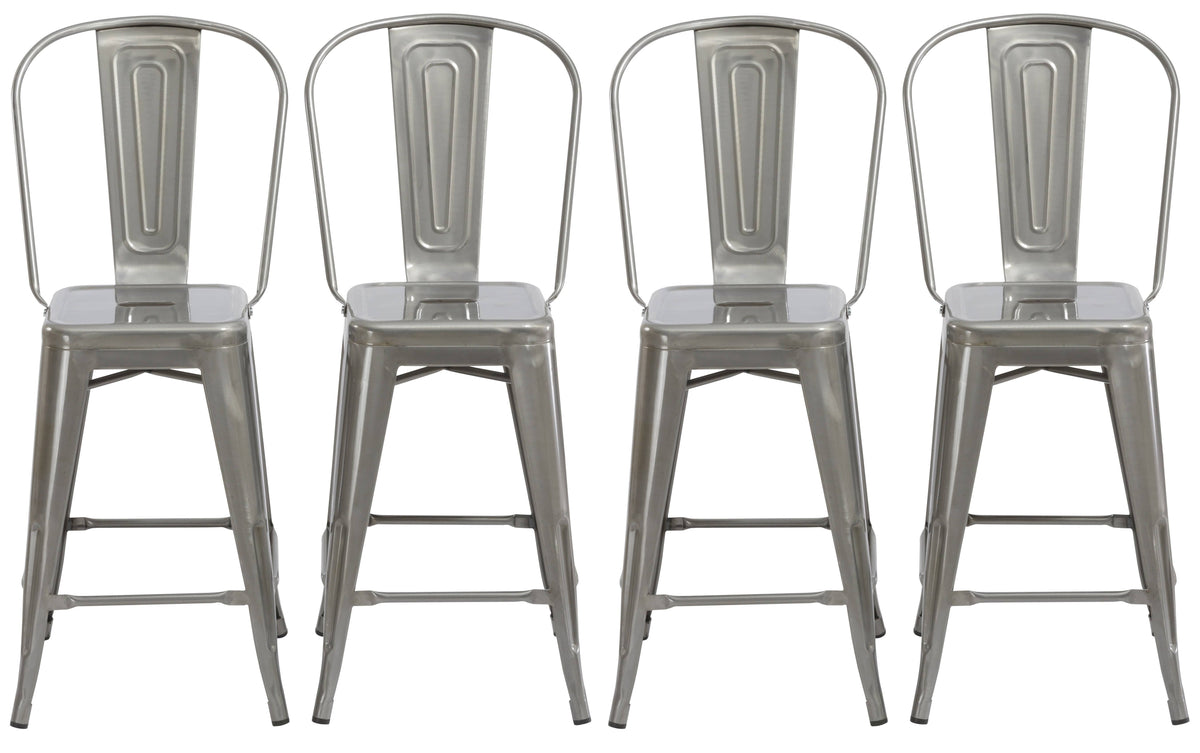 Clear Metal Counter Height Bar Stool Chair Set of 4 W7803