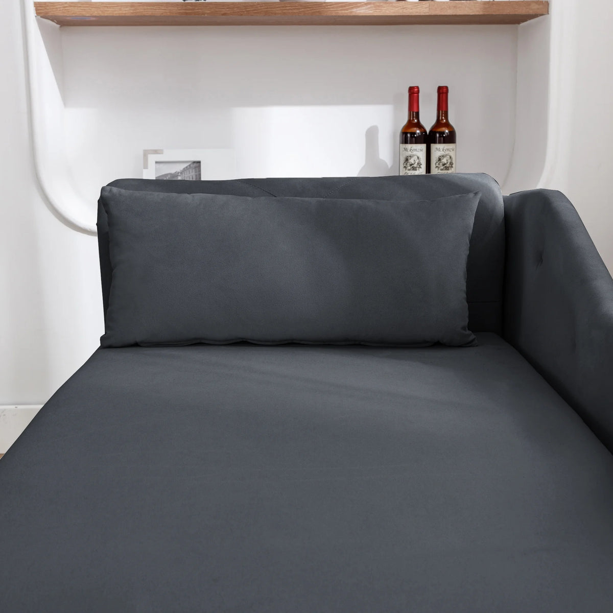 Black Velvet Chaise Lounge with Storage and Pillow L156