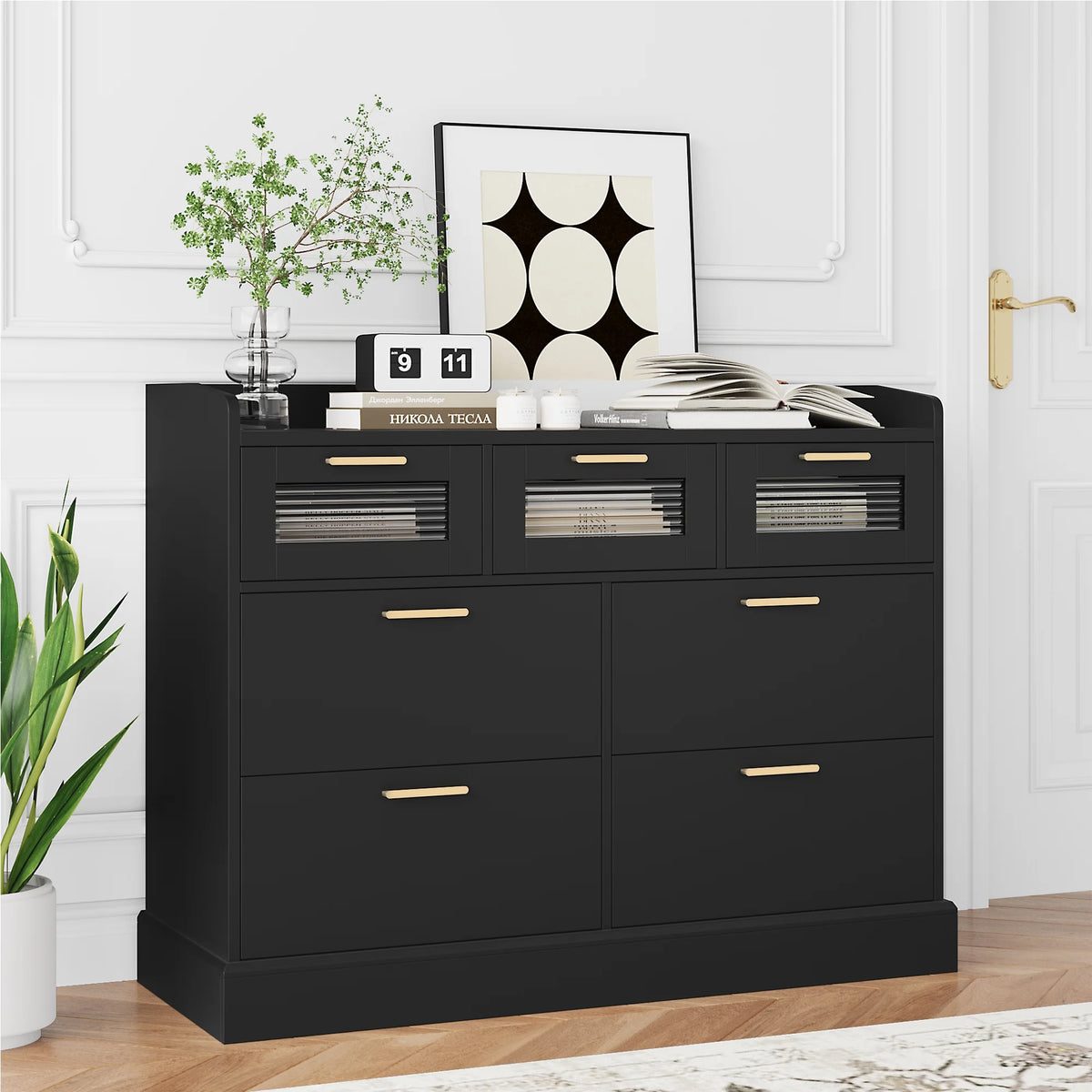 White 7 Drawer Wood Dresser I69267