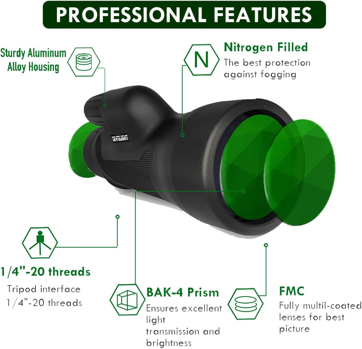 12x50 High Definition Waterproof Monocular U2427