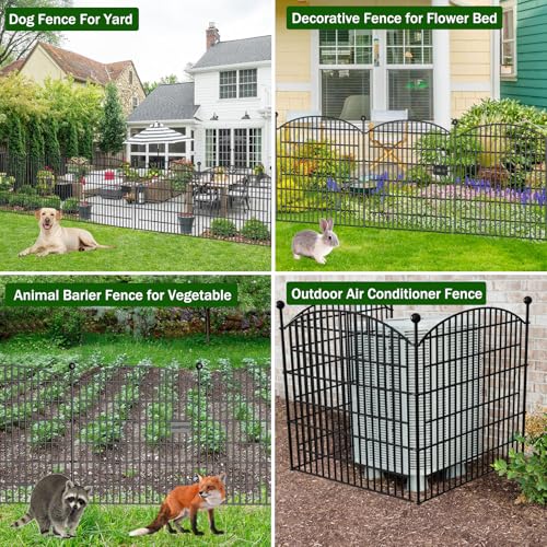 10 Panels No Dig Decorative Garden Fence 40 in x 23.6 ft Rustproof Metal Fencing L570