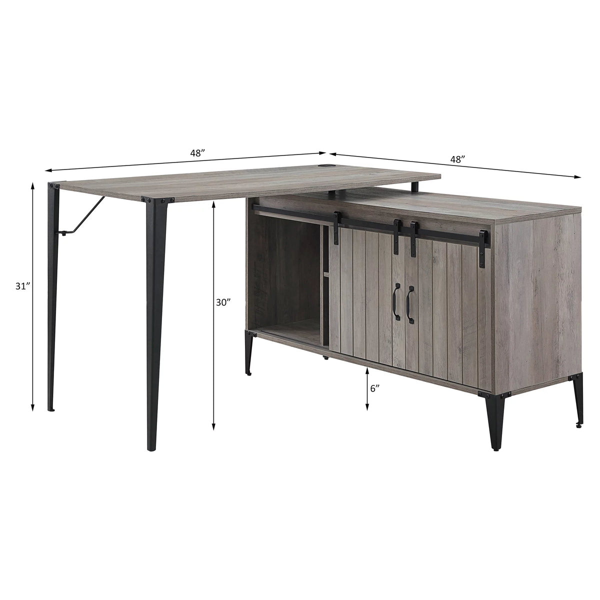 Grey Oak and Black Writing Desk Z877