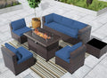 8 Pieces Outdoor Patio Furniture with Fire Pit Table Q7249