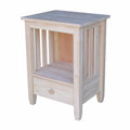 Solid Wood Unfinished End Table with Drawer Y77474