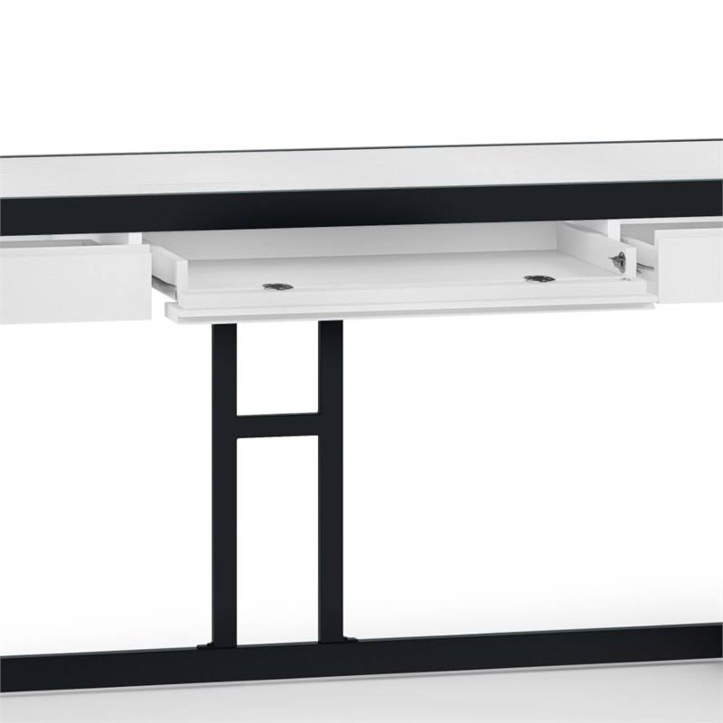 Distressed White Solid Acacia Wood Writing Office Desk S904