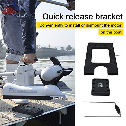 White 12V 55LBS 48 inch Bow Mount Trolling Motor with Remote Control and Quick Release Bracket M2391