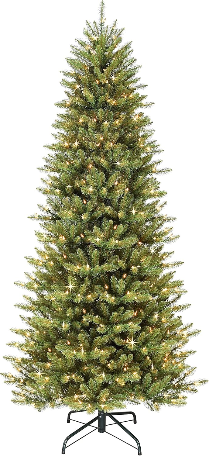 7.5 Foot Pre-Lit Slim Fraser Fir Artificial Christmas Tree with 500 Clear Lights, Green M881448
