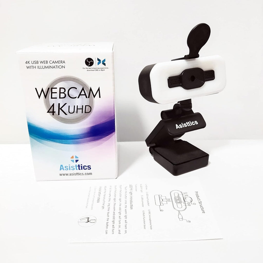 4K Webcam with Microphone and Ring Light L193