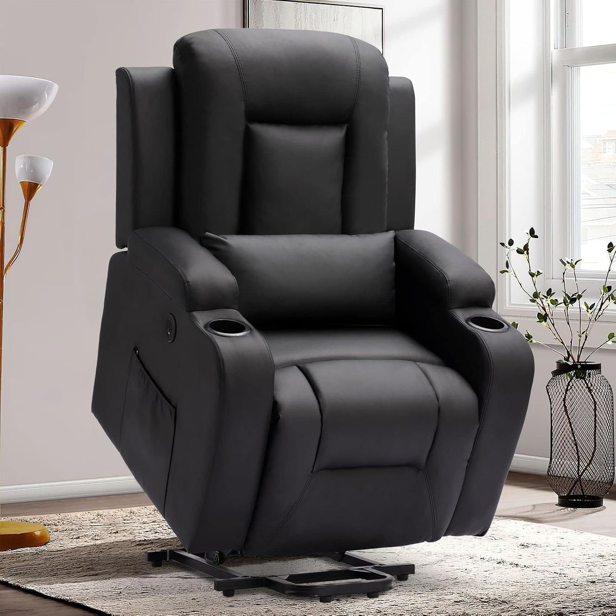 Faux Leather Heated Vibration Massage Power Lift Recliner Sofa C5097
