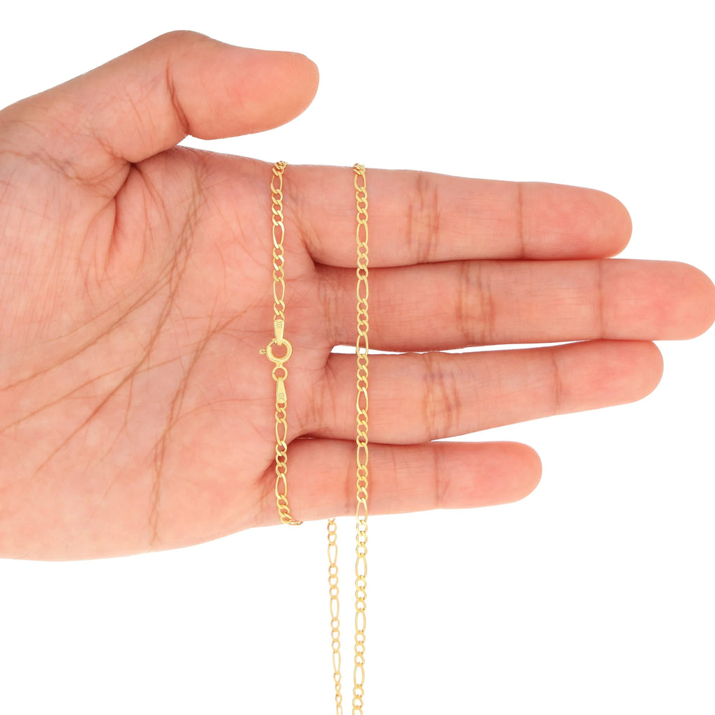 10k Yellow Gold Solid Figaro Chain Link Pendant Necklace 16" - 24" T303959