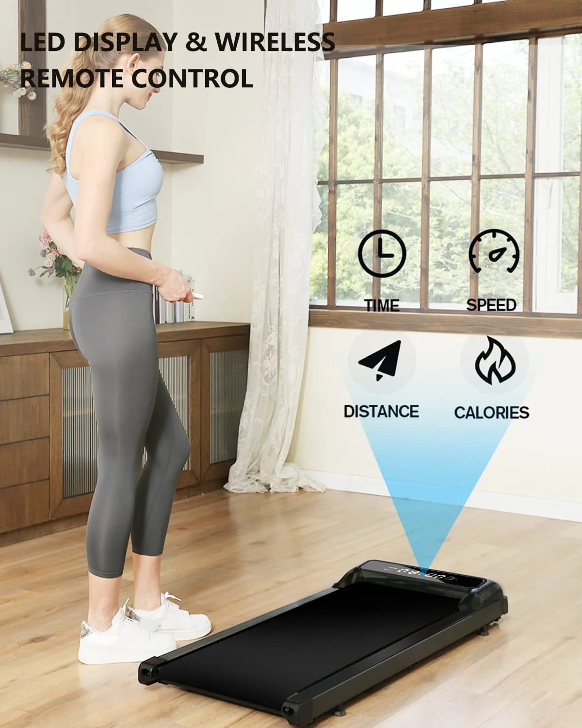 2 in 1 Under Desk Treadmill, 2.5HP Quiet Portable Treadmill, Black N389