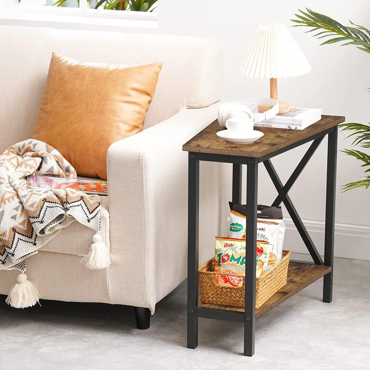 Wedge End Table with Storage Shelf F5854