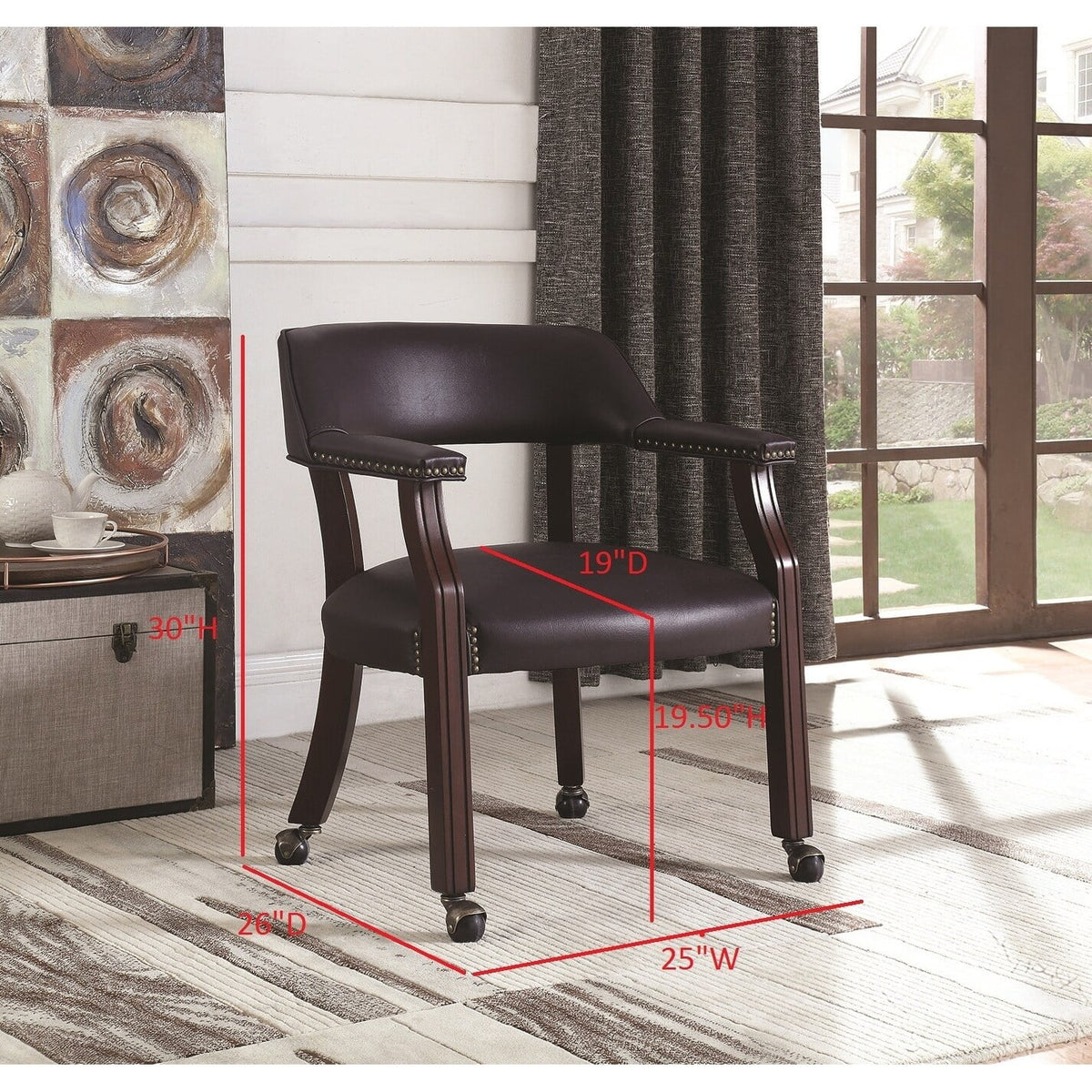 Faux Leather Home Office Chair with Casters N3619