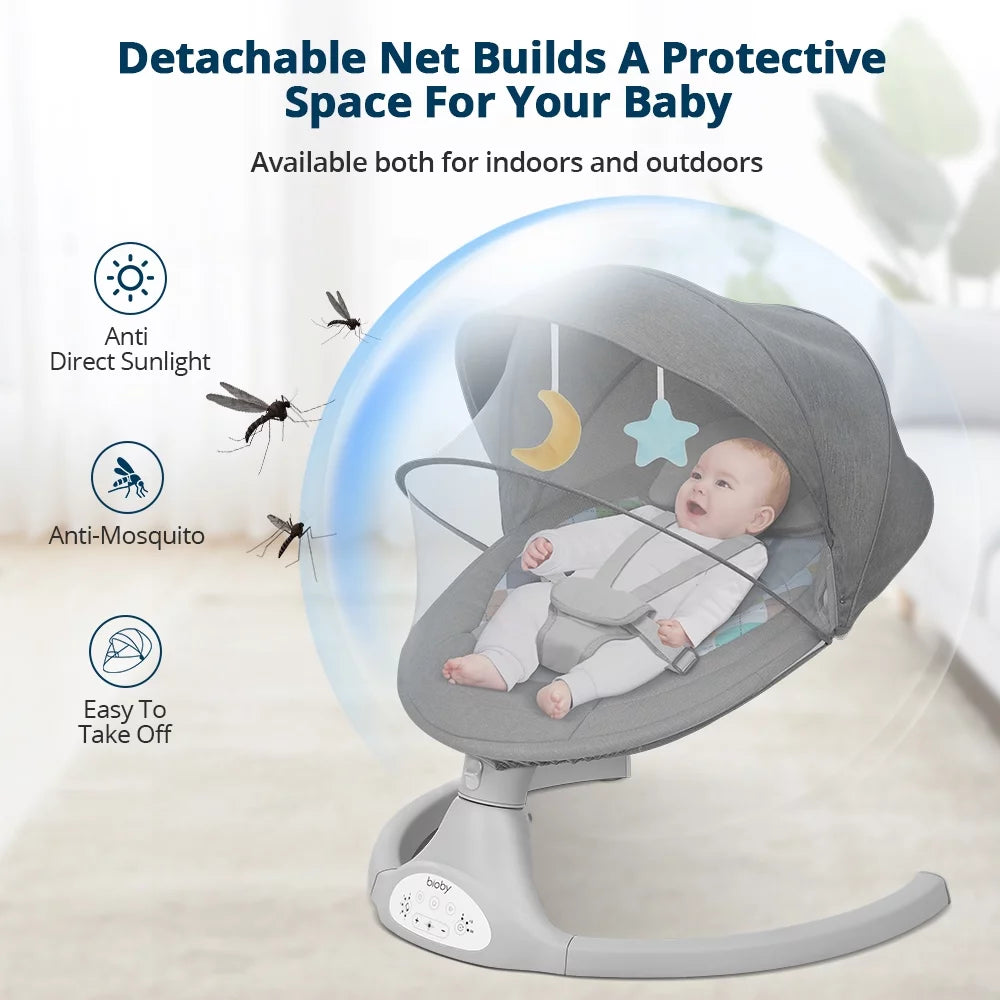 Electric Baby Swing with Remote Control, 5 Swing Speeds, Grey Z790