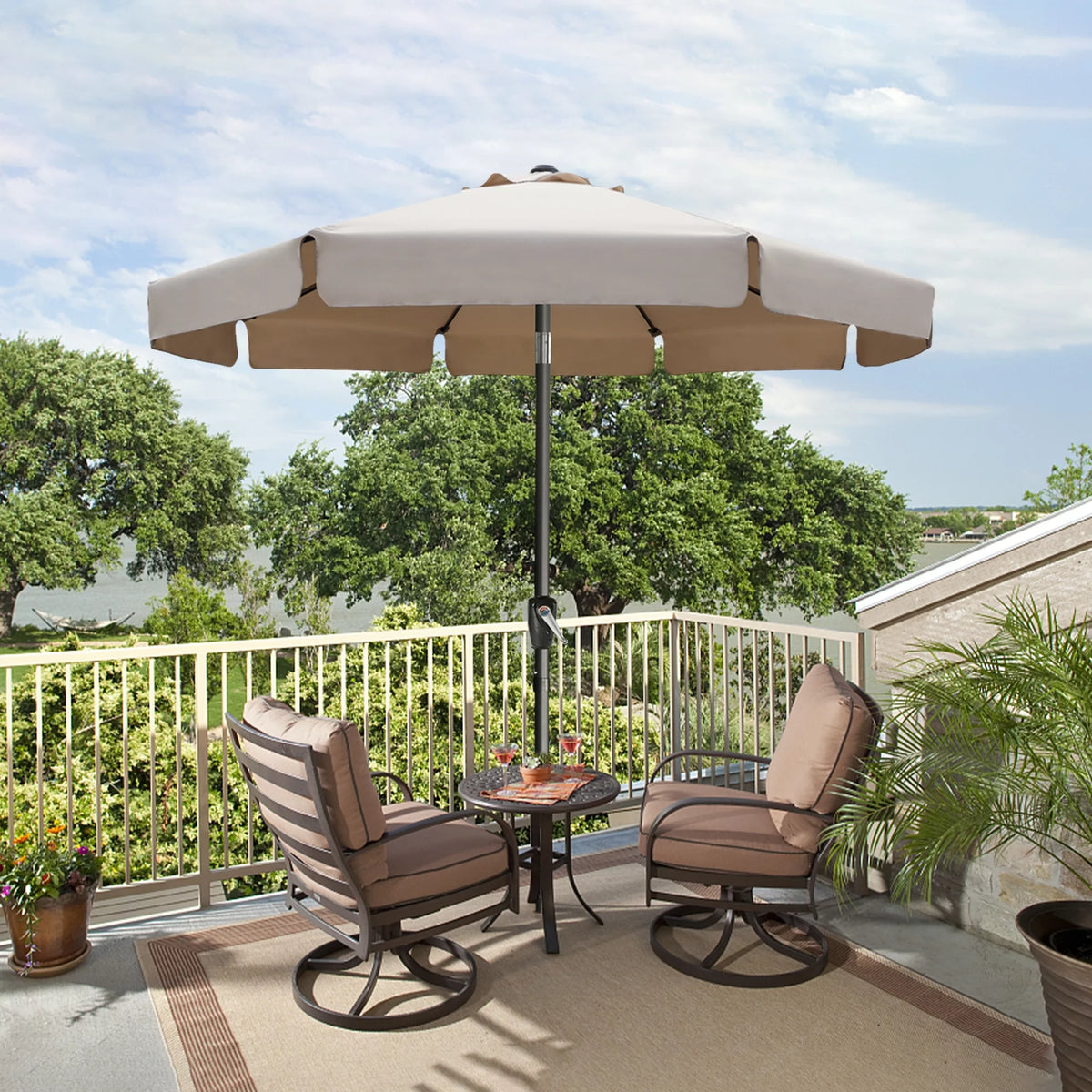 9ft Outdoor Market Patio Umbrella with Push Button Tilt E8054