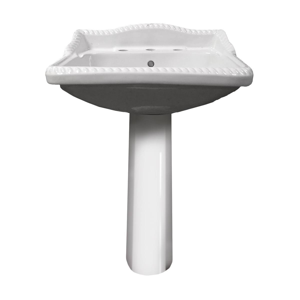 White Widespread Roped Pedestal Sink O74905