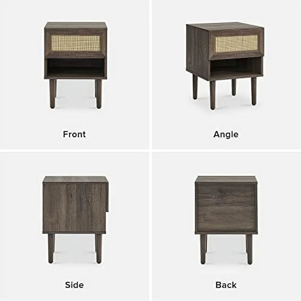 Charcoal Nightstand Set 2 with Drawers V663765