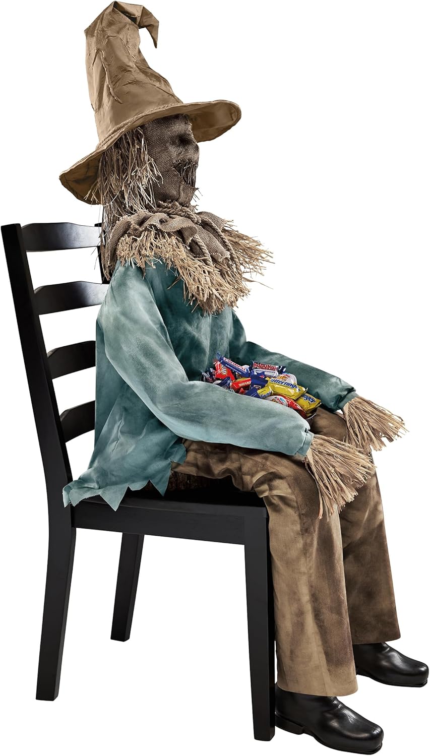 4.5 Ft Scary Sitting Scarecrow Animatronic V67563