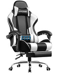 White Gaming Chair with Footrest and Lumbar Support F19889
