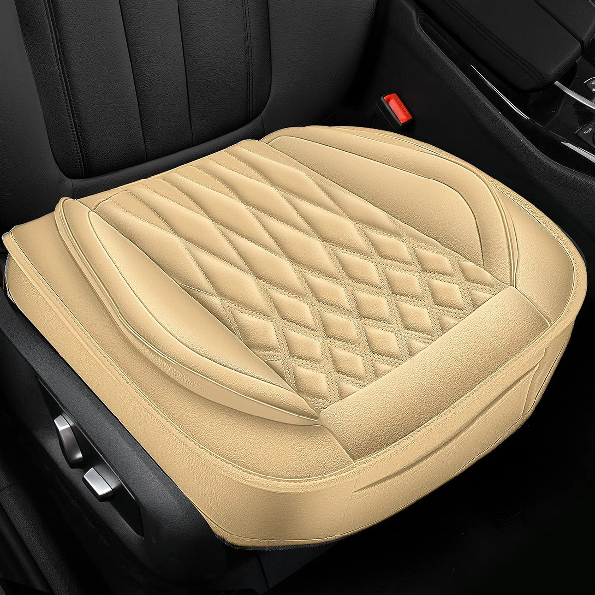 2pcs Pu Car Seat Cover, Front Seat Protector (Black-Blue Line) G249593
