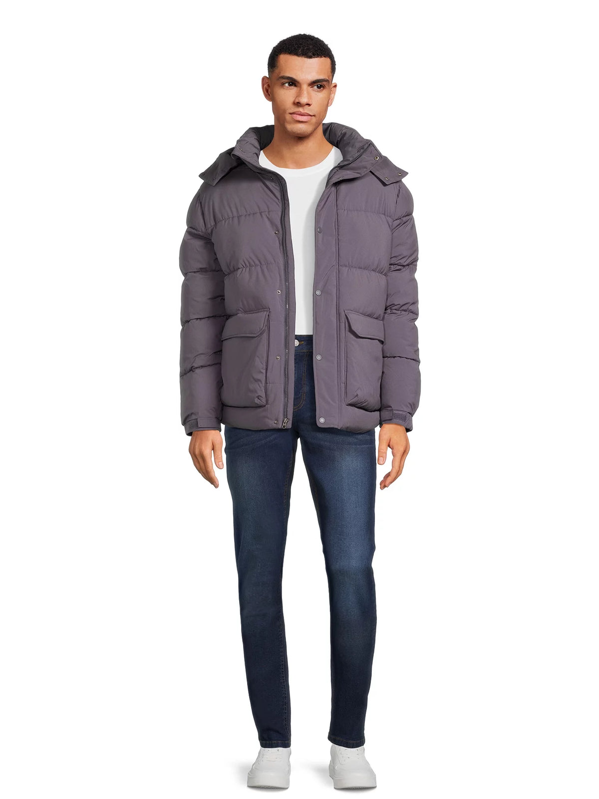 Men's Quilted Puffer Jacket with Removable Hood H83906
