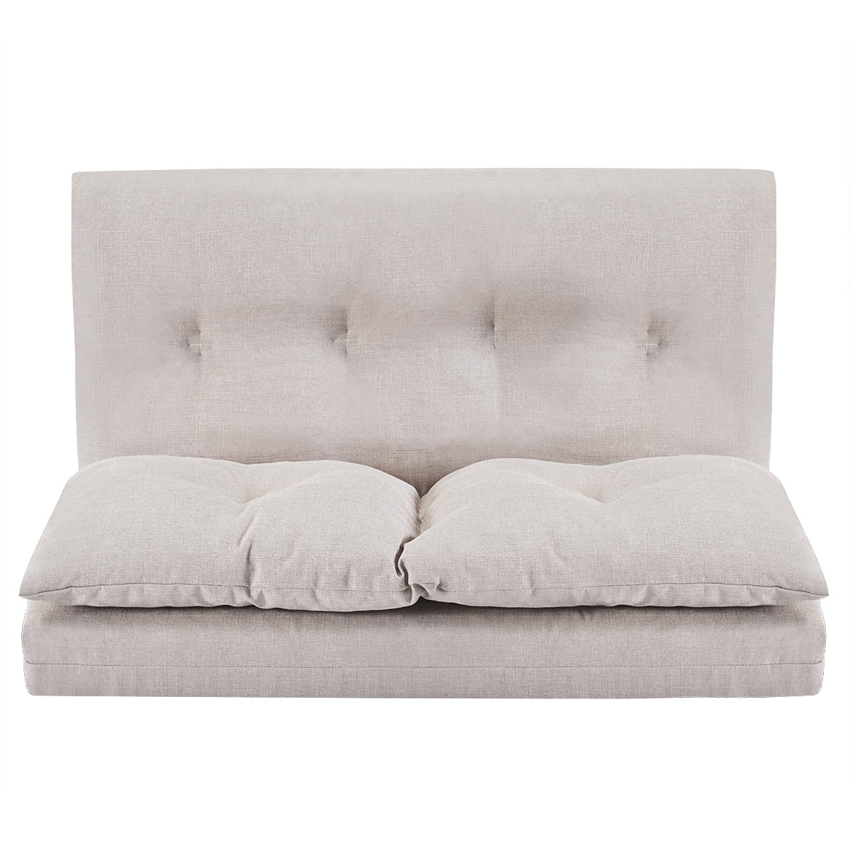 Foldable Double Chaise Lounge Floor Sofa Chair with Two Pillows R91722