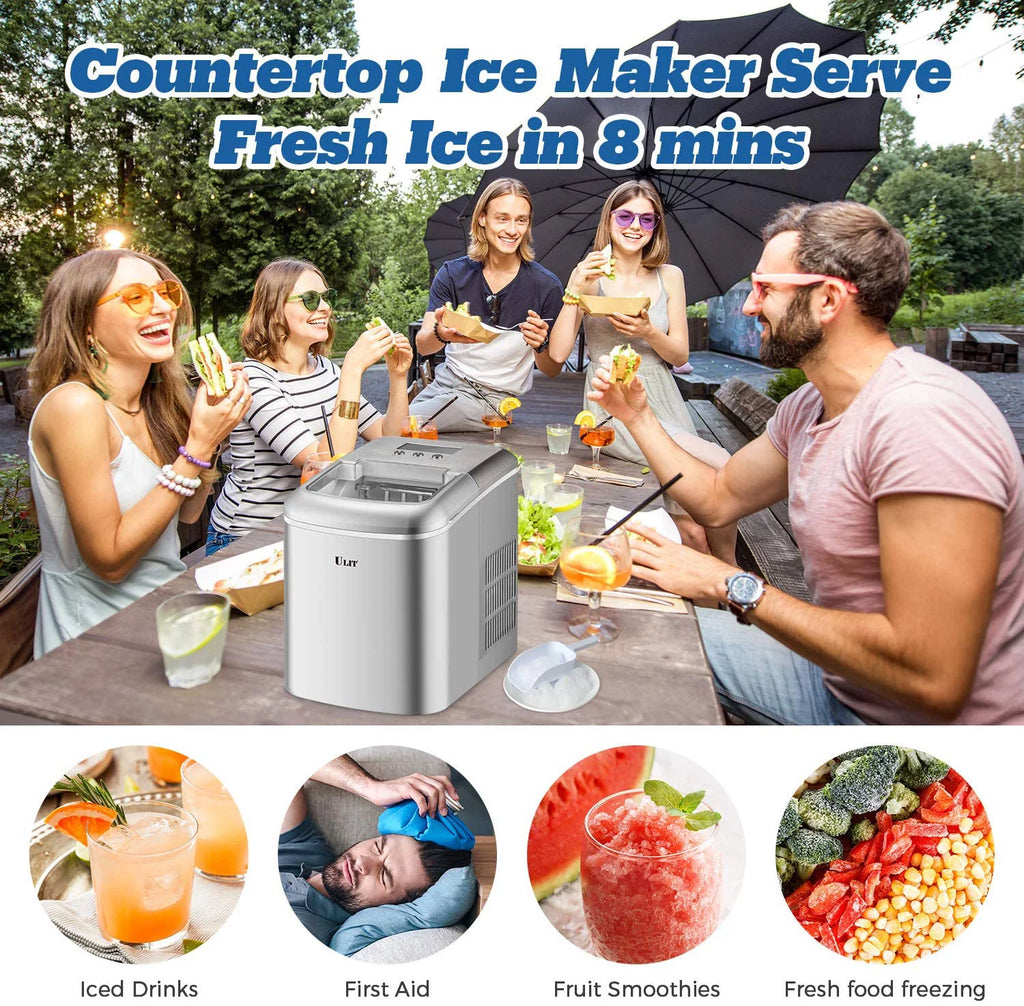 Countertop Ice Maker with Ice Scoop and Basket, Silver I3174