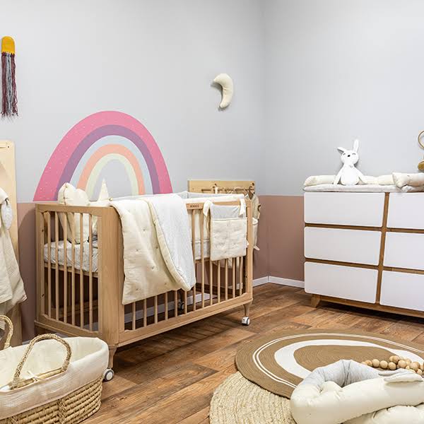 Beige Cotton 3 Piece Crib Bedding Set P81263