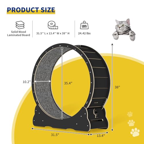 Solid Wood Cat Exercise Wheel with 2 Anti-Scratch Pads K98643