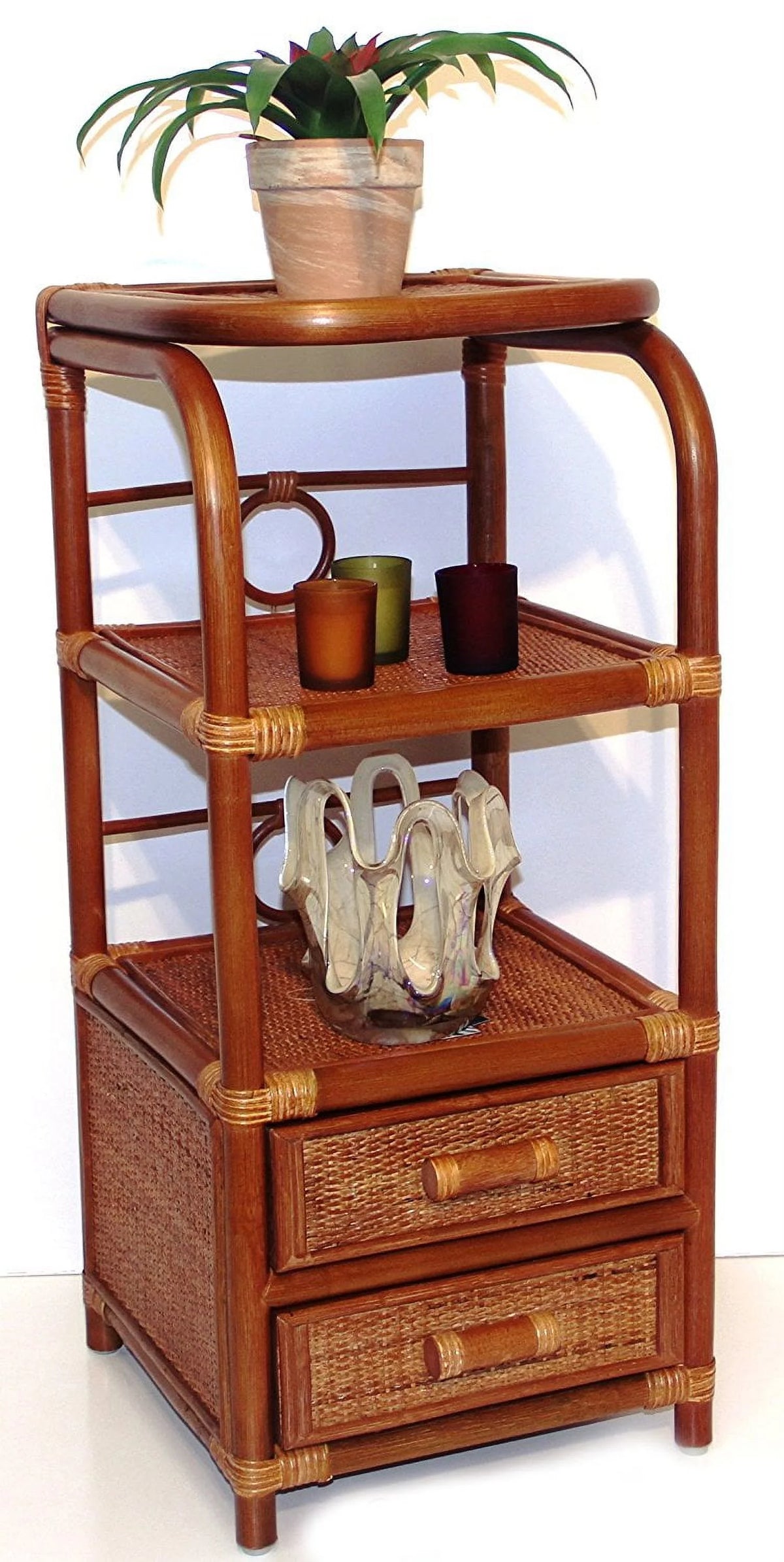 Rattan Wicker Bookcase with 2 Drawers K96330