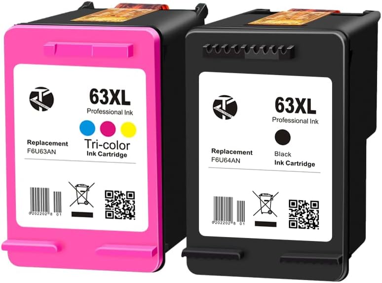 Remanufactured 63XL Ink Cartridge 2 Black 1 Tricolor Pack of 2 M64251