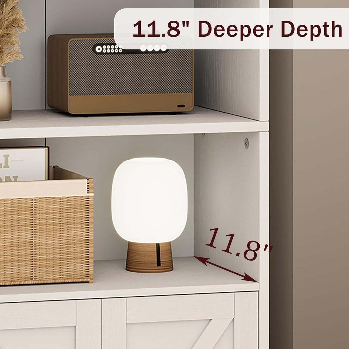 White 6 Shelf Wooden Bookcase with Doors O98609
