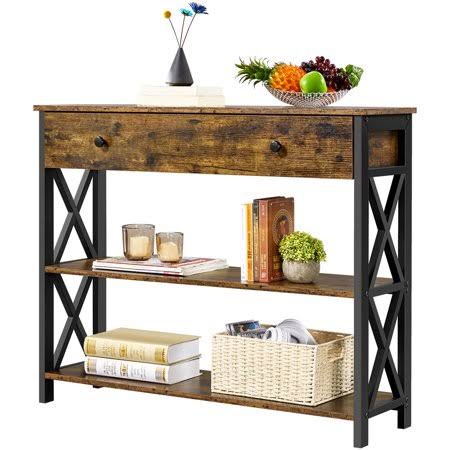 Rustic Brown/Black MDF Console Table with Drawer U970