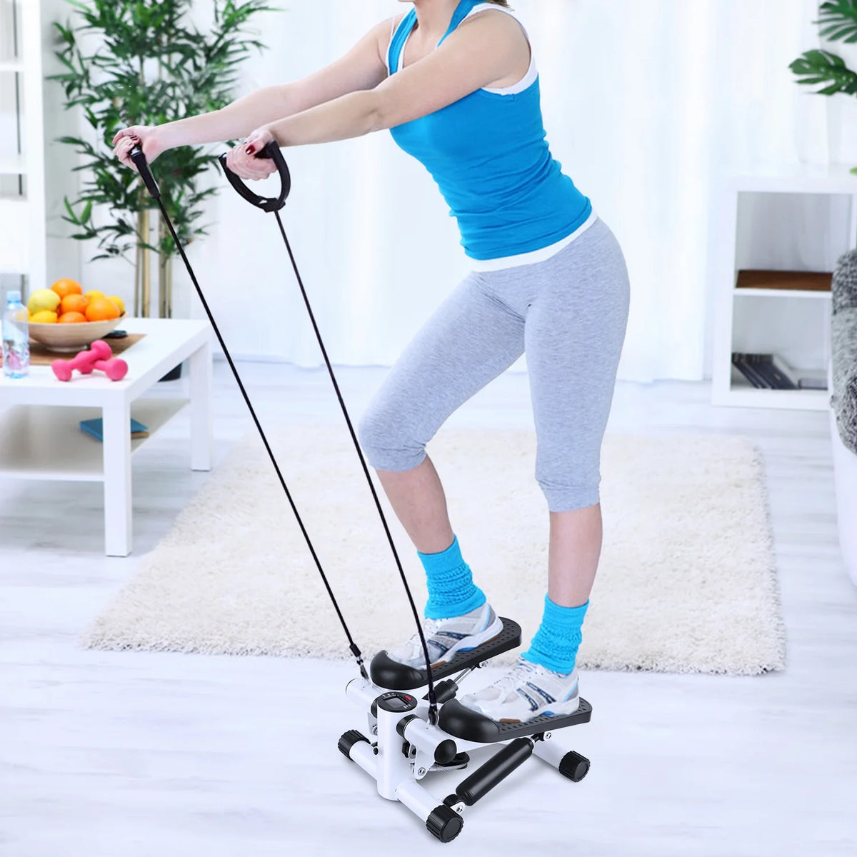 Mini Steppers with Resistance Bands and LCD Monitor D282