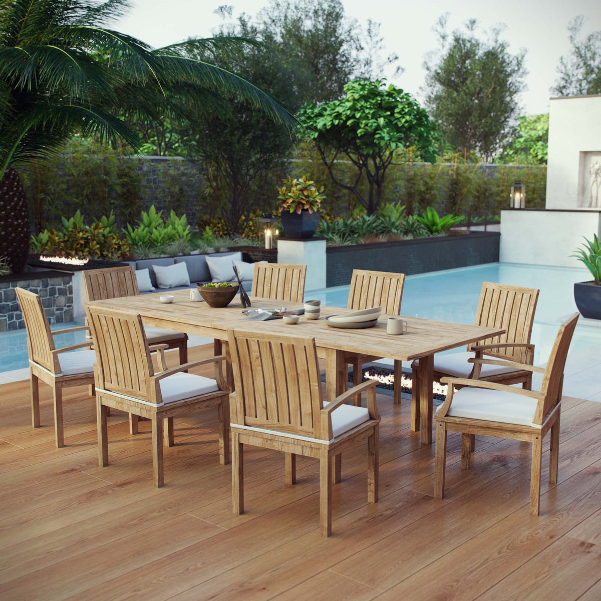 Brown Wood Dining Chair and Table Set J845841