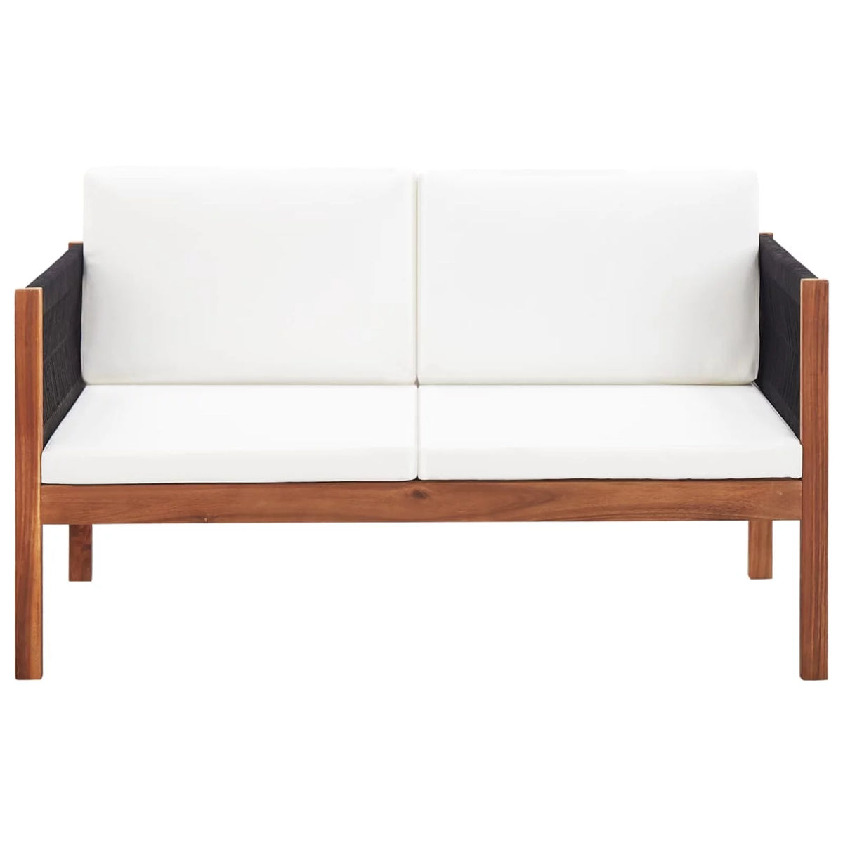 2-Seater Acacia Wood Patio Sofa with Cushions E77956