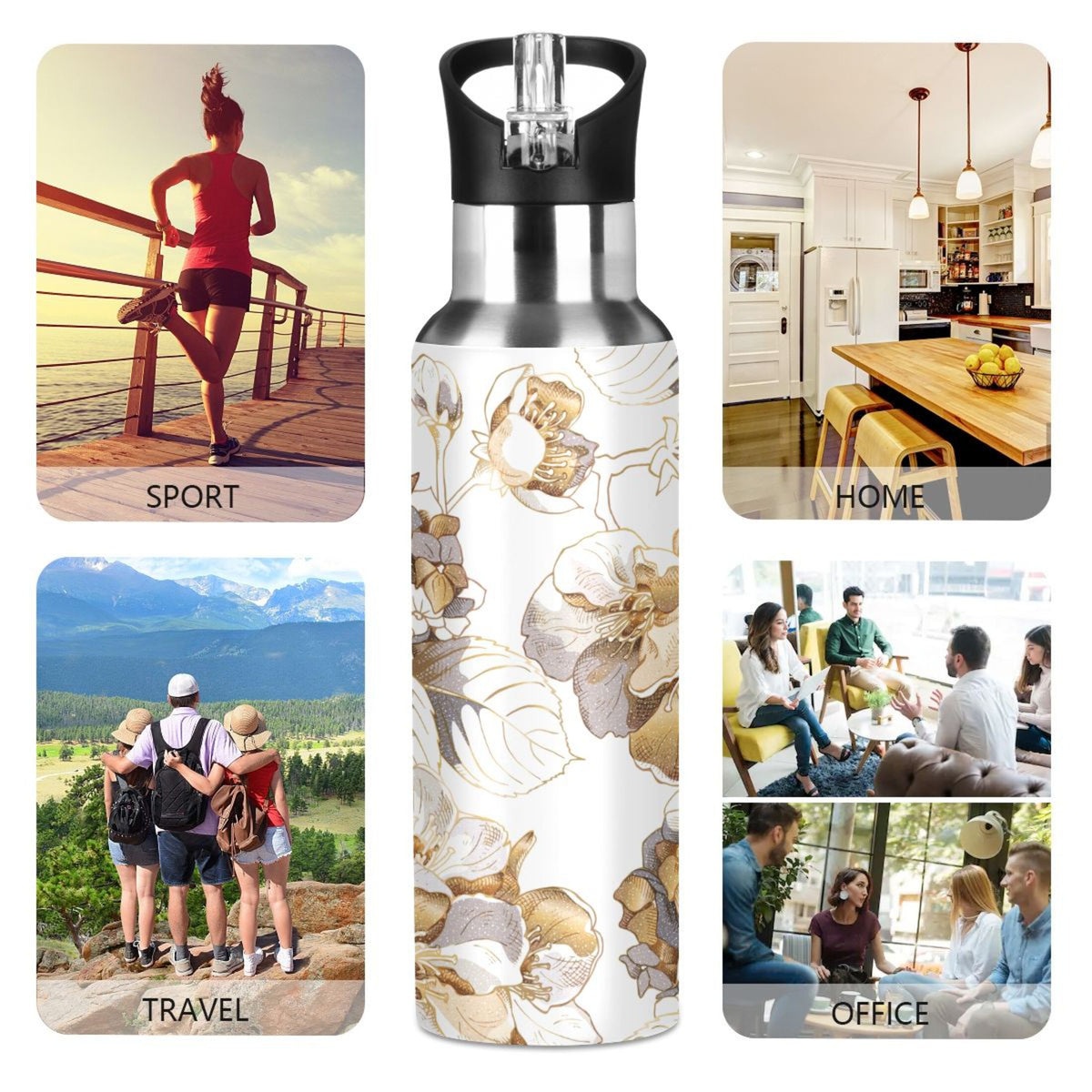 Stainless Steel Insulated Thermos Vacuum Flask with Straw Lid Y661662