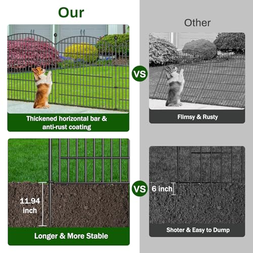 10 Panels No Dig Decorative Garden Fence 40 in x 23.6 ft Rustproof Metal Fencing L570