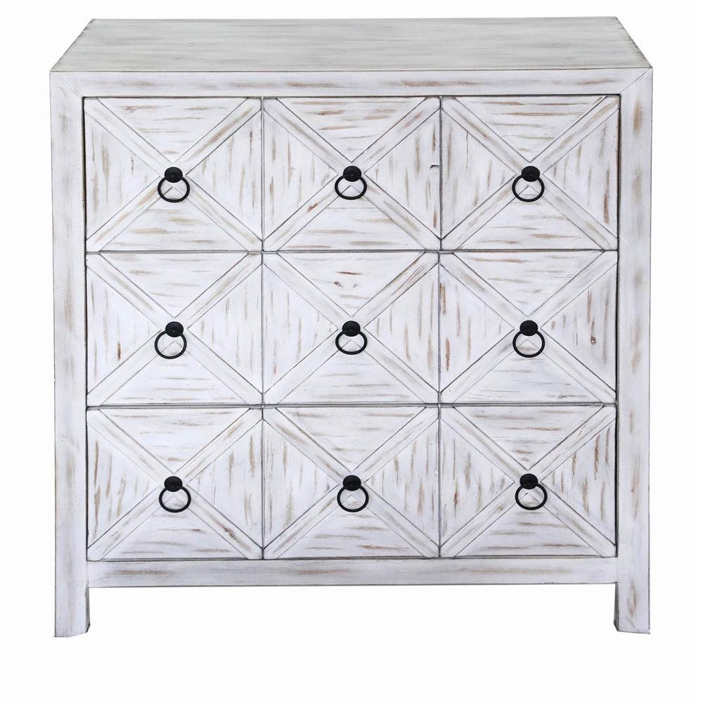 White Three Drawer Wood Cabinet I608085