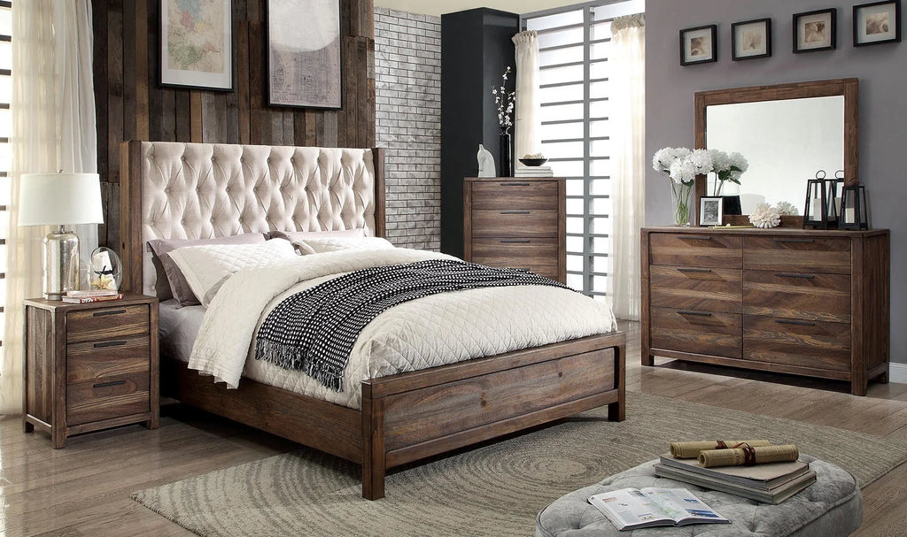Natural Tone 5pc Cal King Bedroom Furniture Solid Wood U761