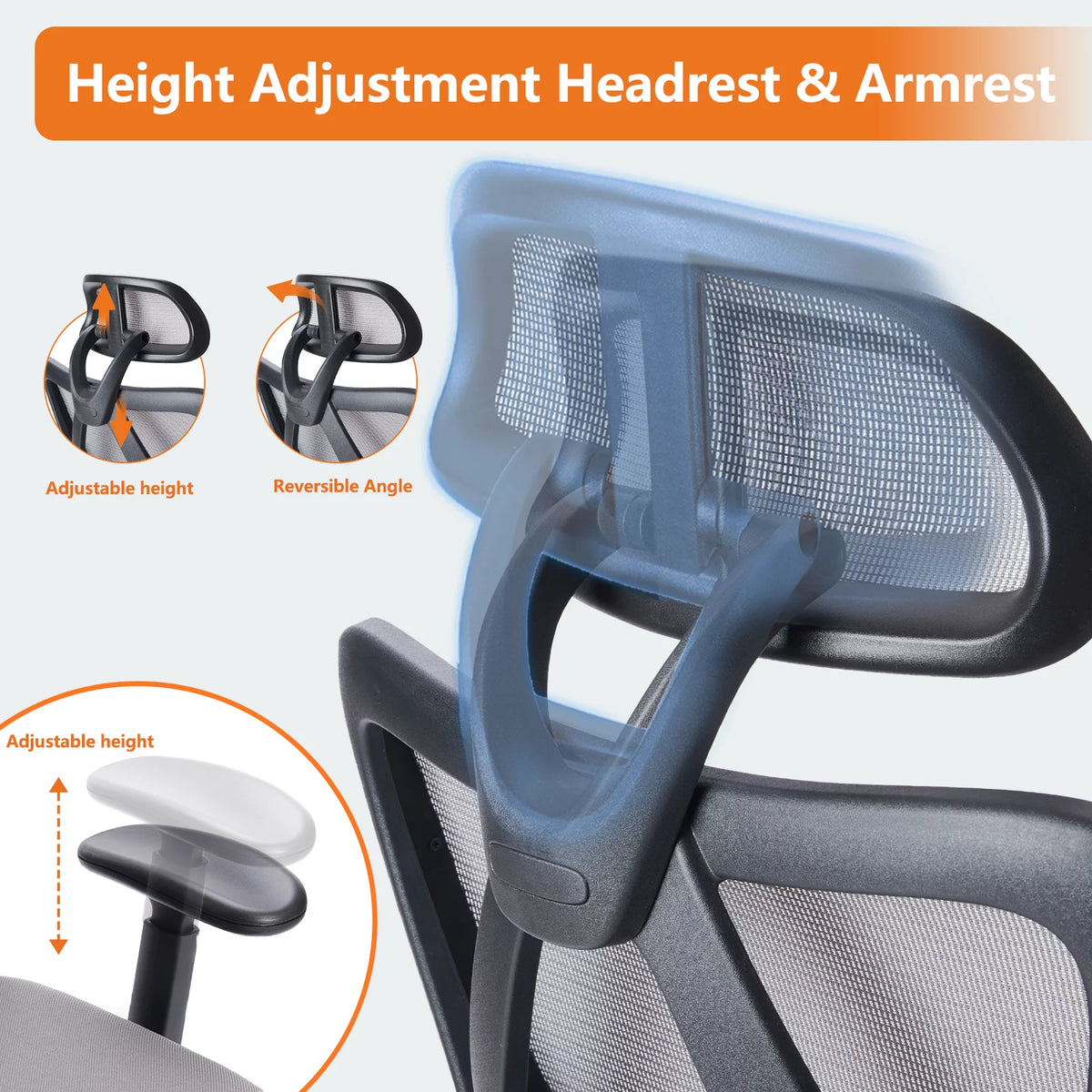 High Back Ergonomic Mesh Office Chair with Headrest and Waistrest N977