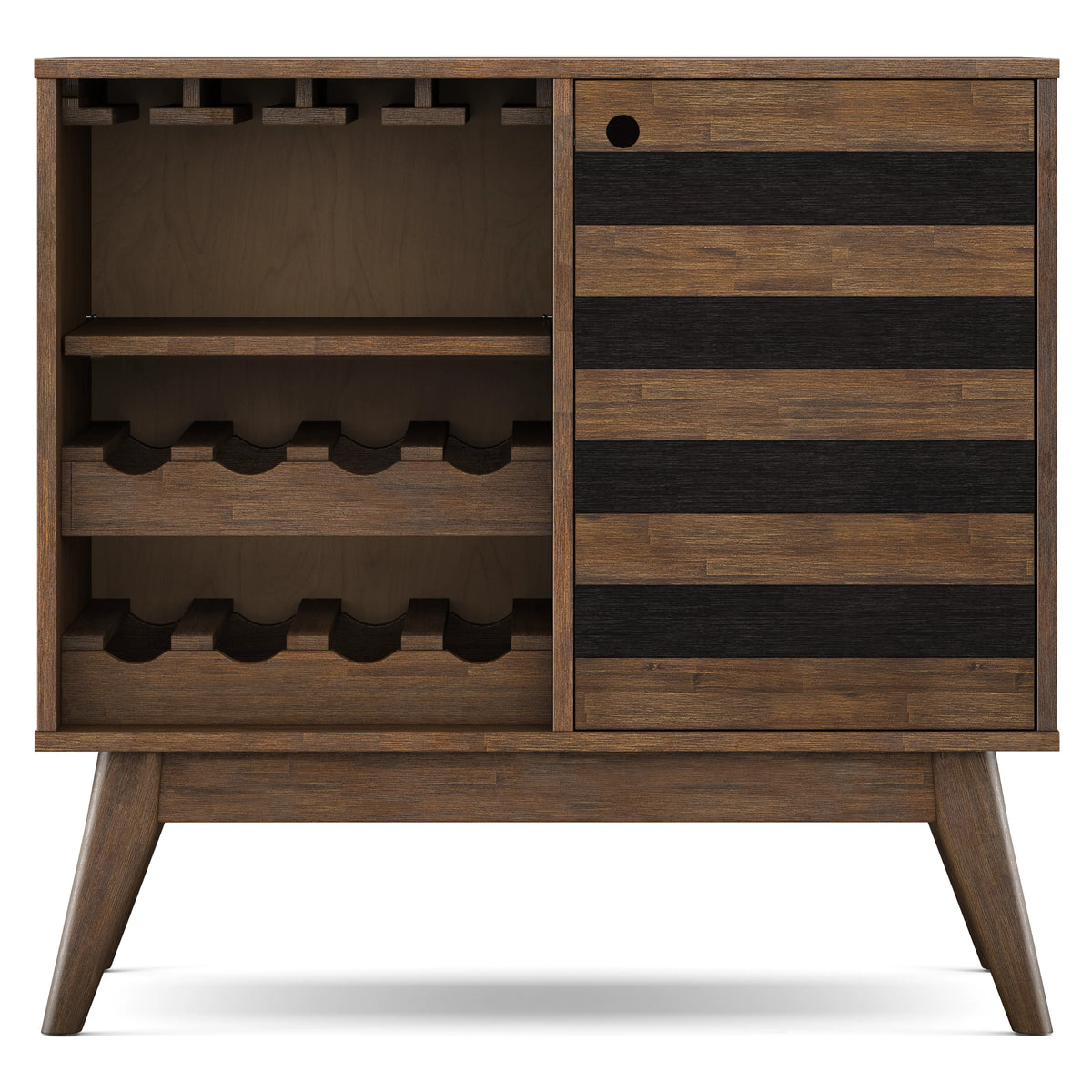 Rustic Natural Aged Brown Solid Acacia Wood Wine Cabinet R648