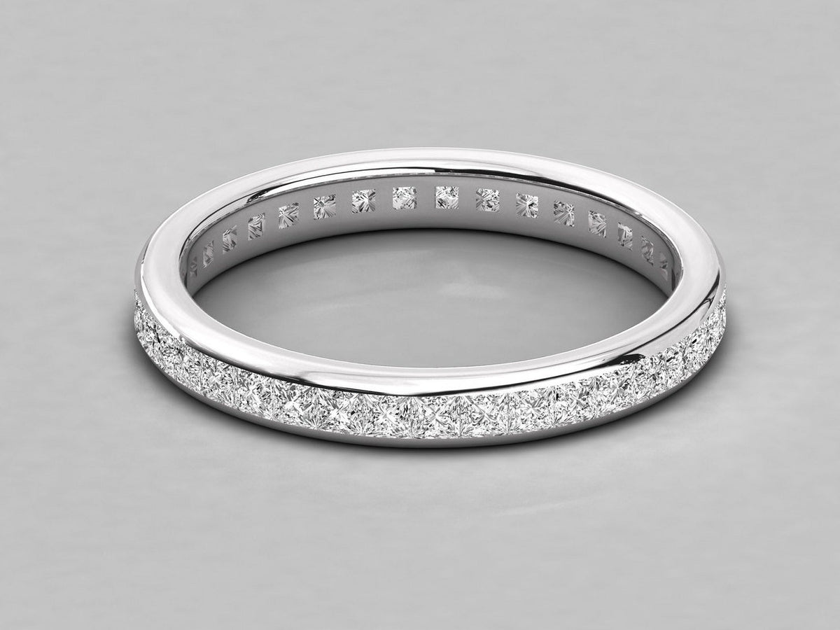 1.70MM Princess Cut Colorless Moissanite Eternity Band, 925 Silver I67108