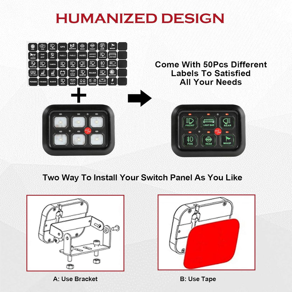 6 Gang Switch Panel with Touch Screen for Car Truck ATV UTV Boat N187179