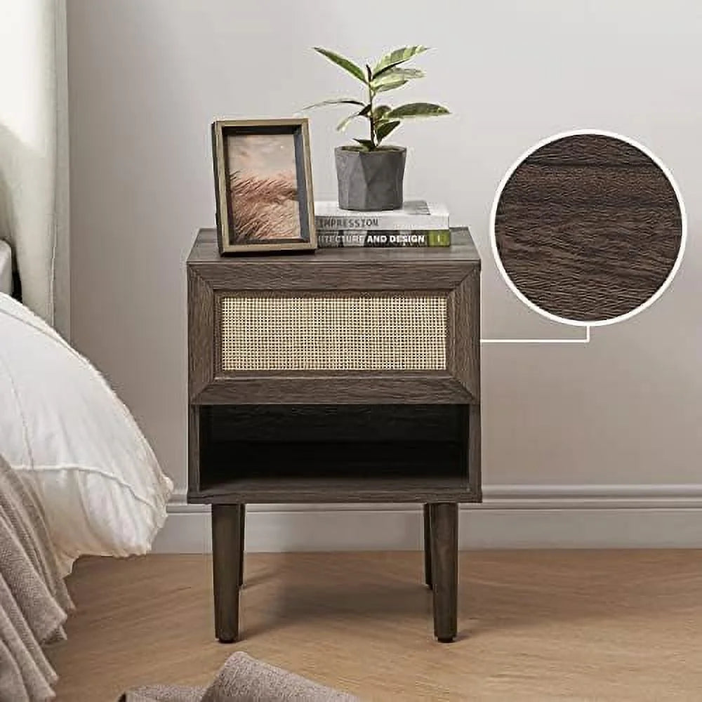 Charcoal Nightstand Set 2 with Drawers V663765