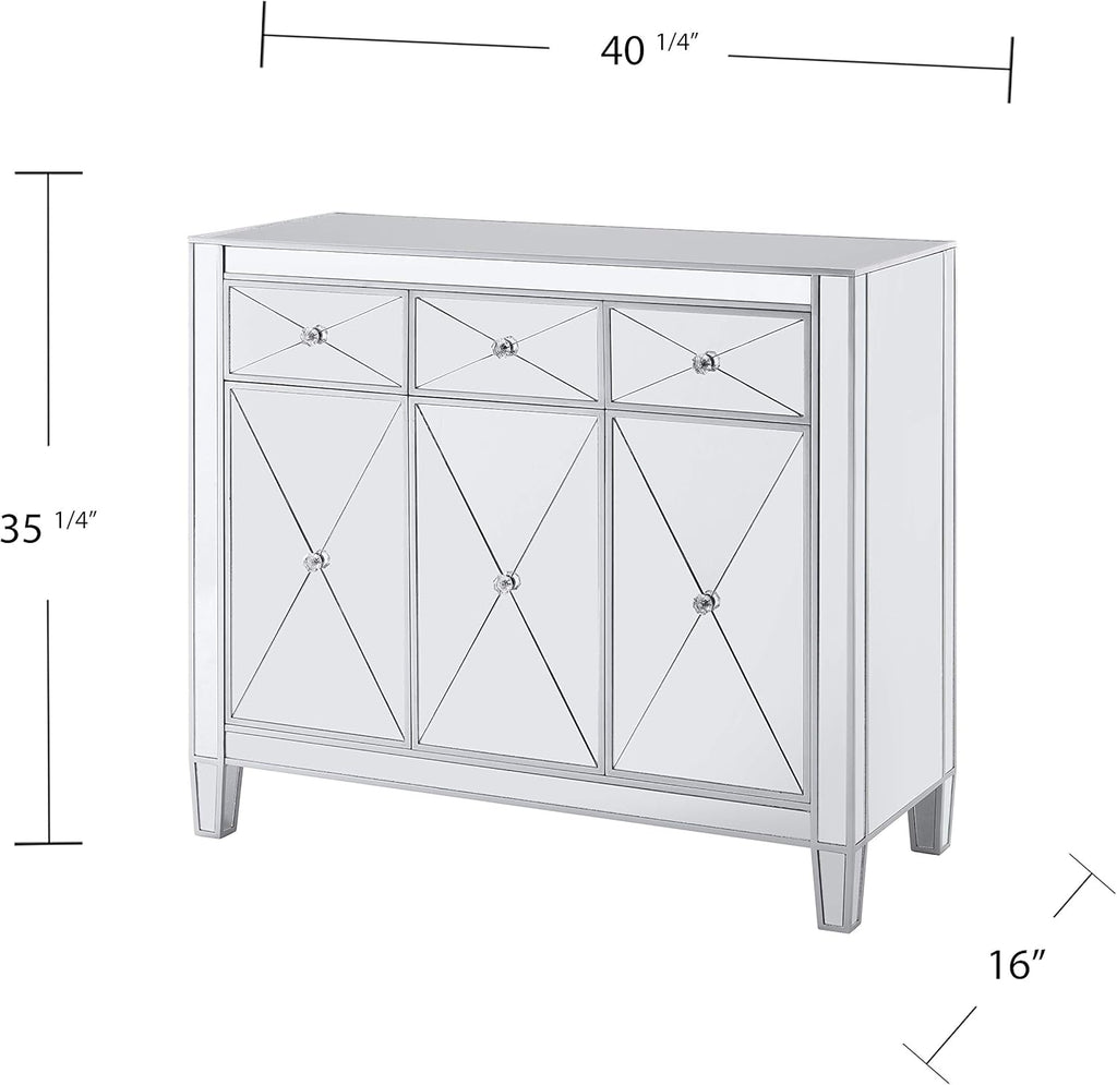 Mirrored Cabinet with Matte Silver Trim L446347