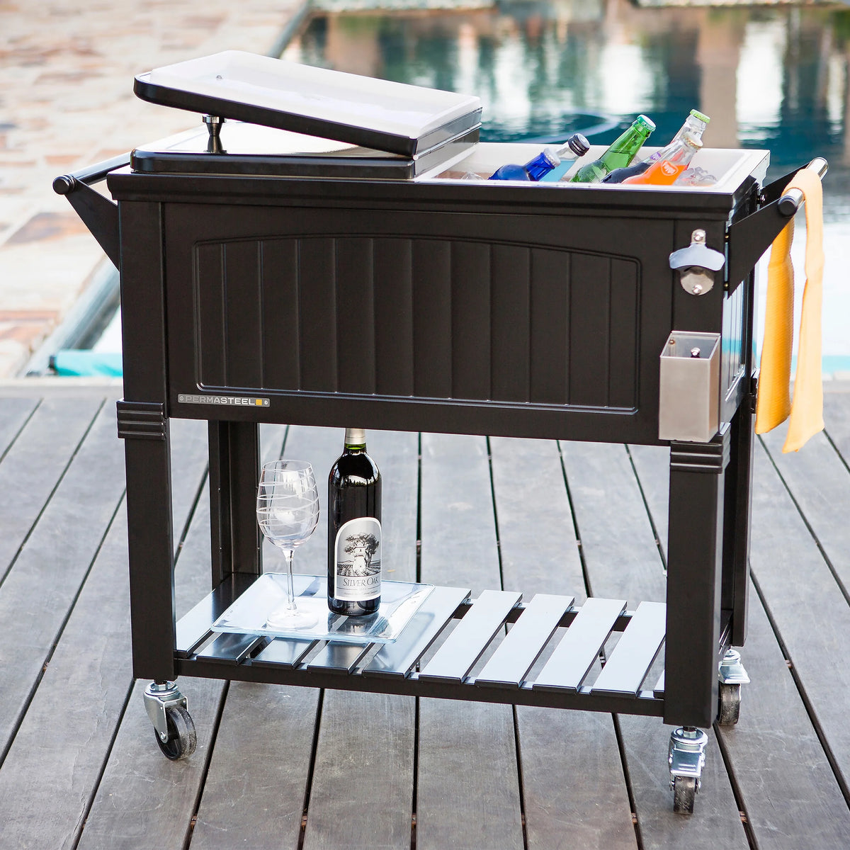 80-Qt Steel Patio Cooler on Wheels P99699