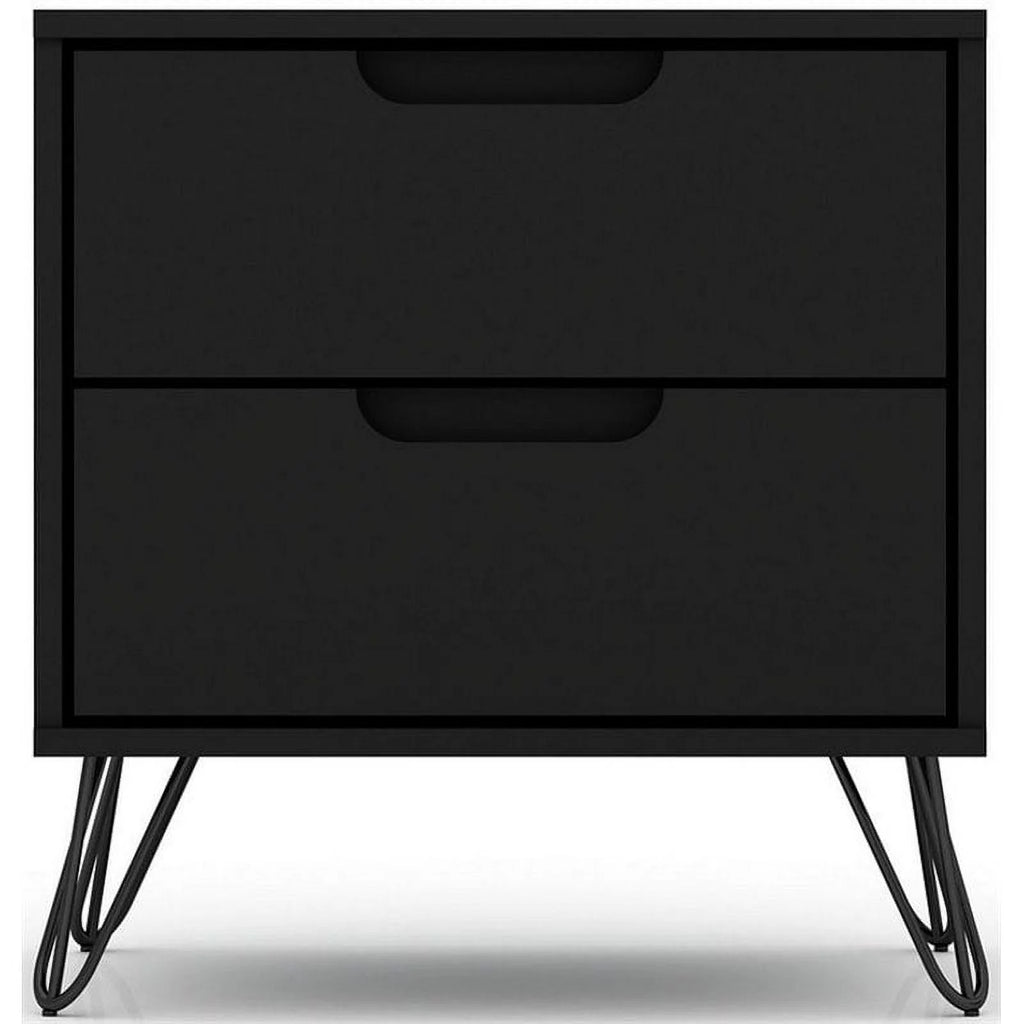 2-Drawer Black Engineered Wood Nightstand C990