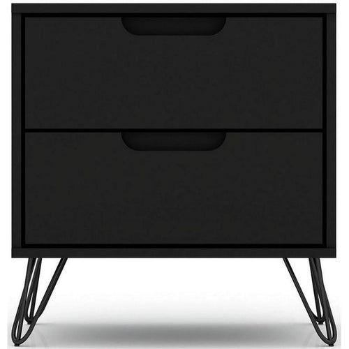 2-Drawer Black Engineered Wood Nightstand C990