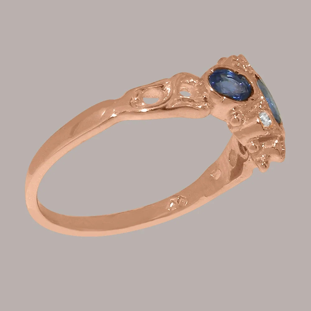 9k Rose Gold Natural Sapphire & Diamond Ring D470